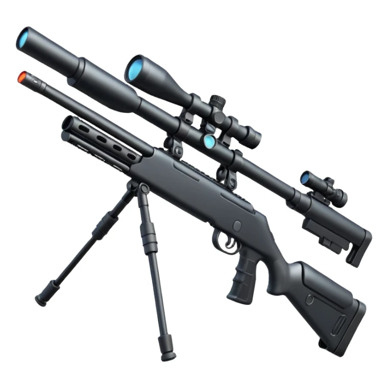 high-tech mini ICBM sniper rifle, elongated barrel, multiple gadgets and digital displays sticker