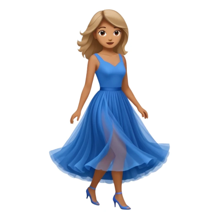 blue dress, isolated, tulle skirt sticker