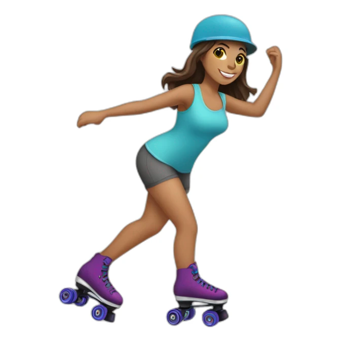 Travel loving roller skating brunette woman sticker