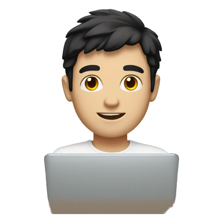 white guy in a laptop with black hair sticker