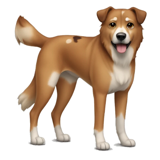brown and dark brown Eurasian dog standing. His face and back is covered in dark brown spots sticker