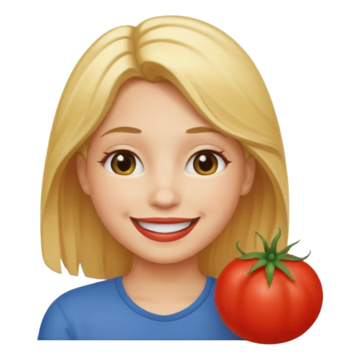 a red tomato with blonde hair coming out of it  sticker