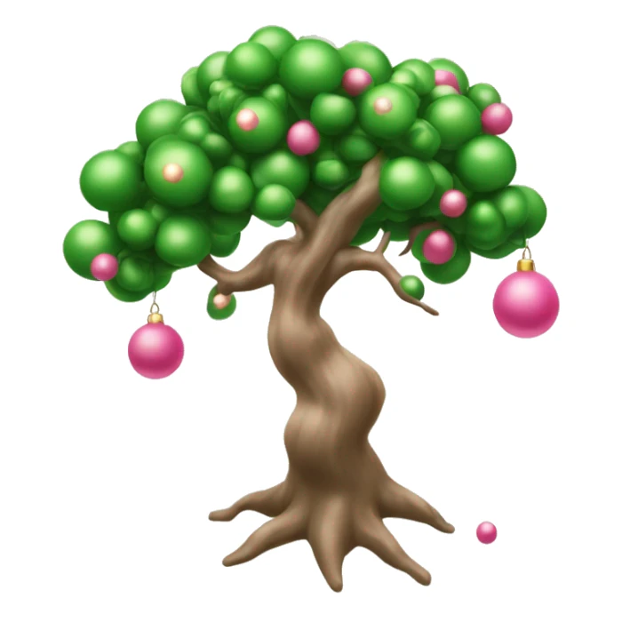 Albero di Natale verde con palline rosa sticker