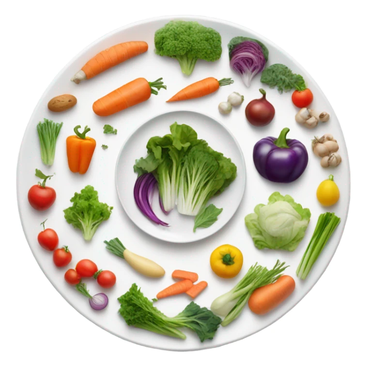 round white plate with healthy food sticker
