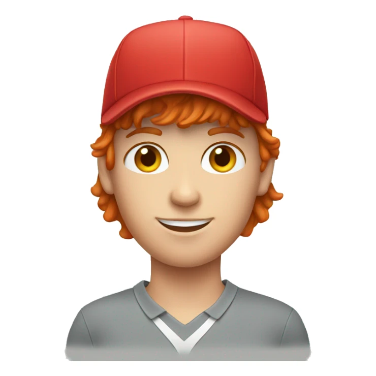 Red haired teenager golfer with hat sticker