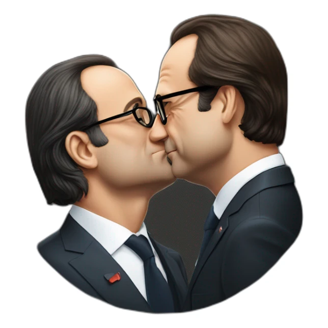 François Hollande kissing Nicolas Saraozy sticker