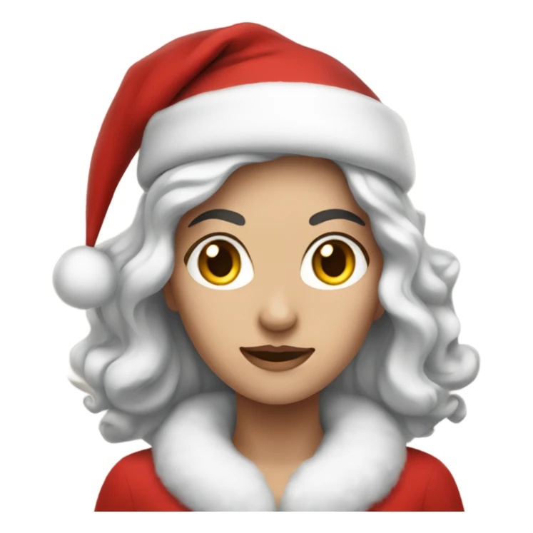 White woman dark hair as santa claus sticker