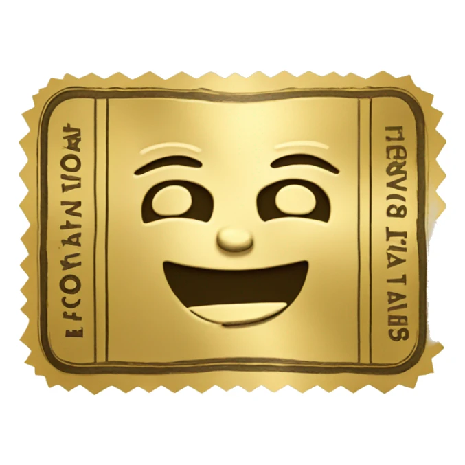 A golden ticket with ‘Pat Cohans’ engraved on the bottom of it  sticker