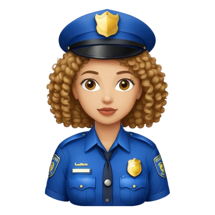 Light skin female police officer curly hair sticker