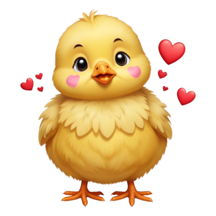 Kissing baby chick with hearts  sticker