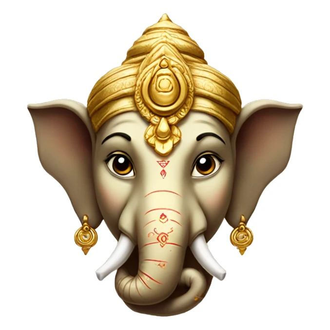 Ganesha head and ears wearing gold sticker