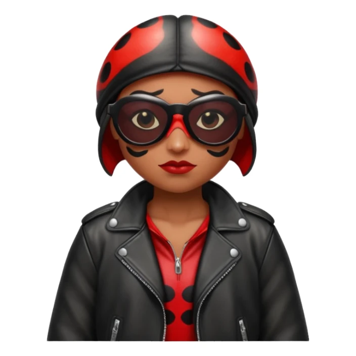 a badass villain ladybug beetle thug with sunglasses and a leather jacket sticker