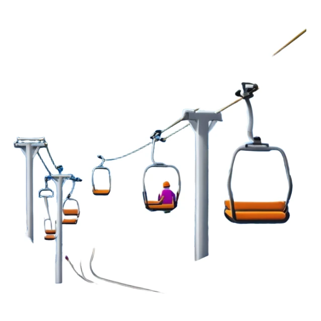 ski resort with snow-covered mountains and skier, ski lift scene sticker