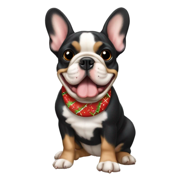 Black and tan colored French bulldog with Christmas cookie sticker
