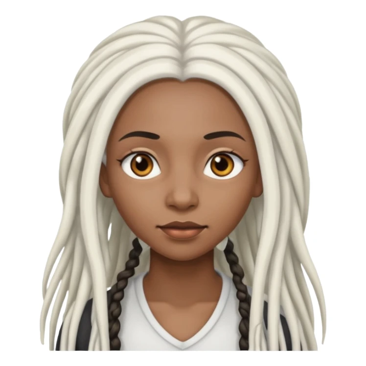 black woman with gray eyes with long white dreadlocs sticker