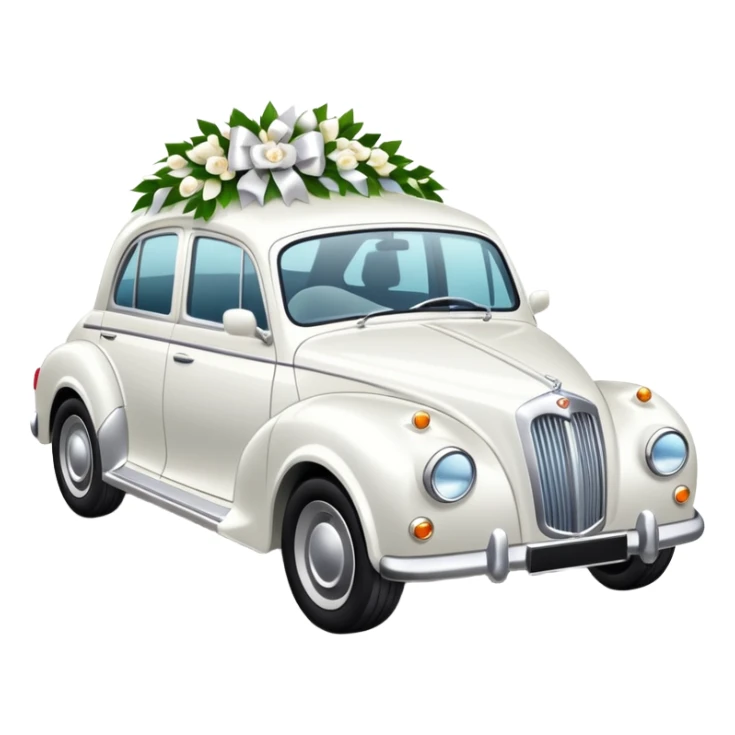 Luxury car with wedding decorations, in profile sticker