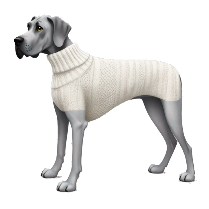Grey Great Dane wearing a knitted white sweater  sticker