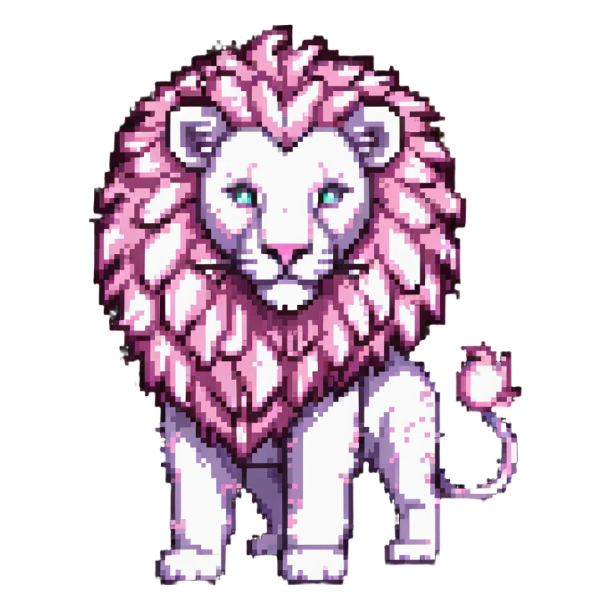 Pink magical lion with sparkles and glowing mane sticker