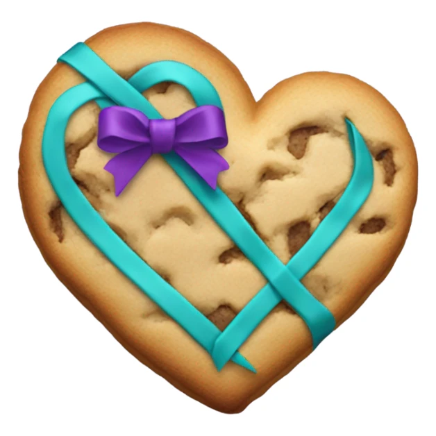Cookie heart with teal purple support ribbon sticker