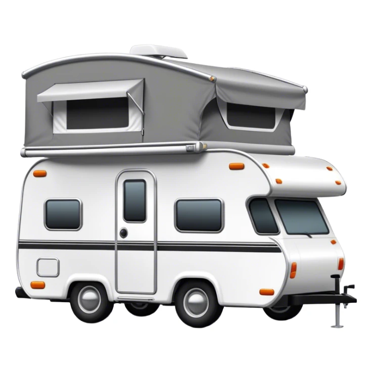 Black and white towed camper with awning  sticker