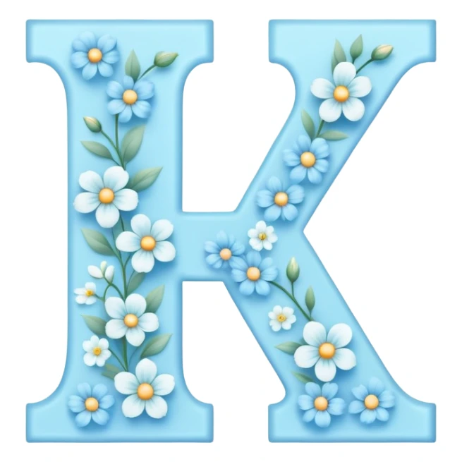 Light-blue flowery romantic alphabet letter sticker