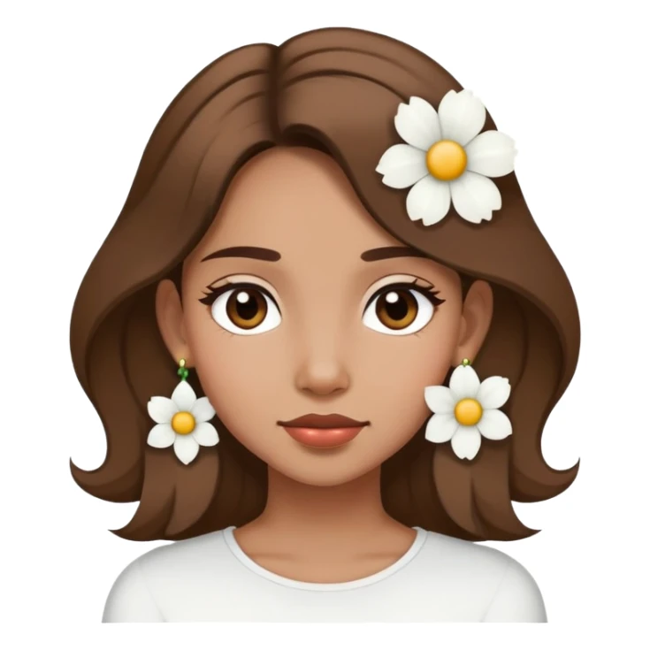 Medium Hair Girl with big white flower earrings sticker