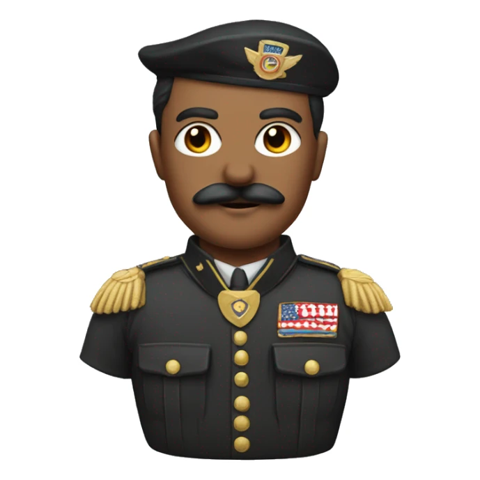American war hero with square mustache and red arm band sticker