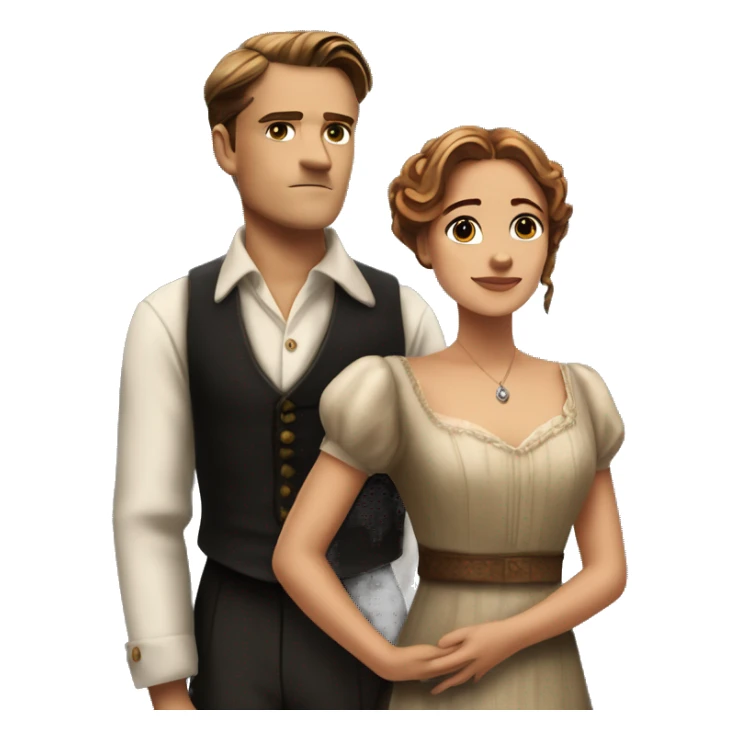 jack dawson and rose from titanic looking straight and stretches out her arms sticker