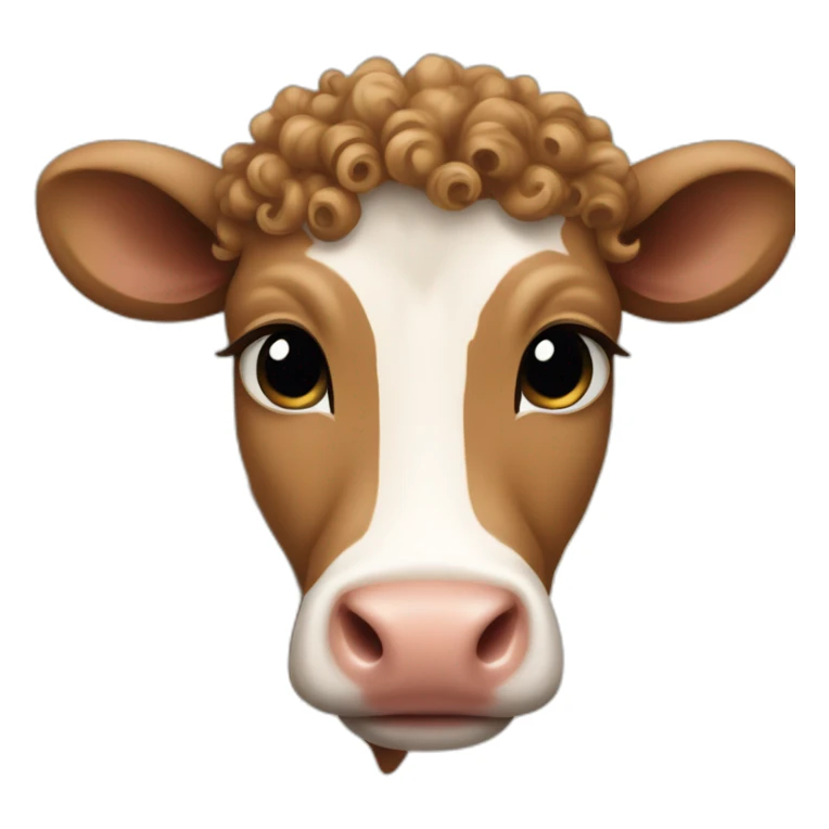 Curly light brown haïr baby cow sticker