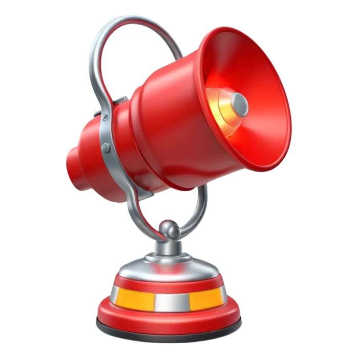 3D render of a red emergency siren light with a bright glow on top of a silver base, in Pixar-style, soft shadows, isolated on white background, professional but playful look

 sticker