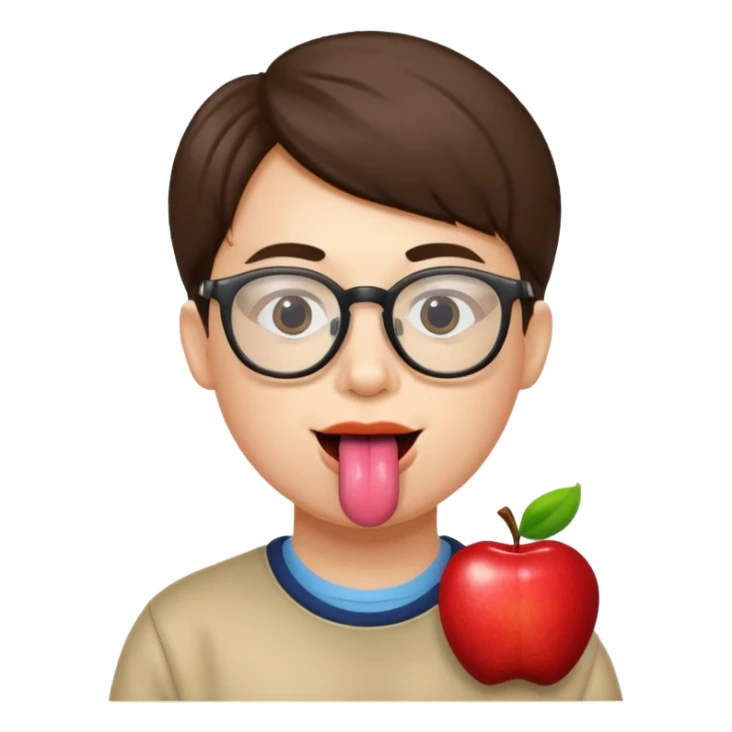 Tongue and apple with glasses  sticker