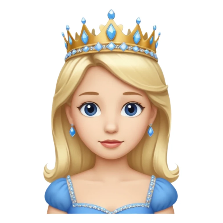 Princess in Blue Dress with Tiara, Blonde Hair sticker