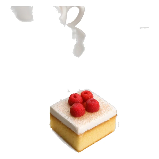 Mini tres leches cake topped with cinnamon sticker