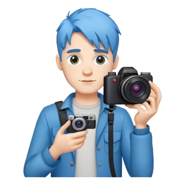 bluehair full body man with camera standing sticker