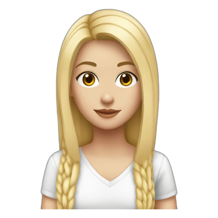 caucasian girl, long straight blonde, white v-neck laced top sticker