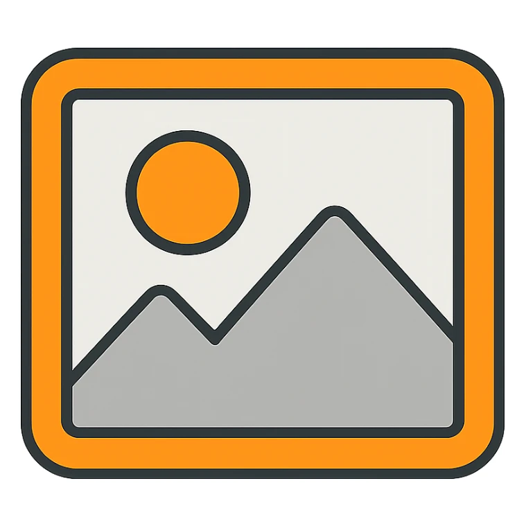 minimal image placeholder emoji with color accent, orange and gray, icon style sticker
