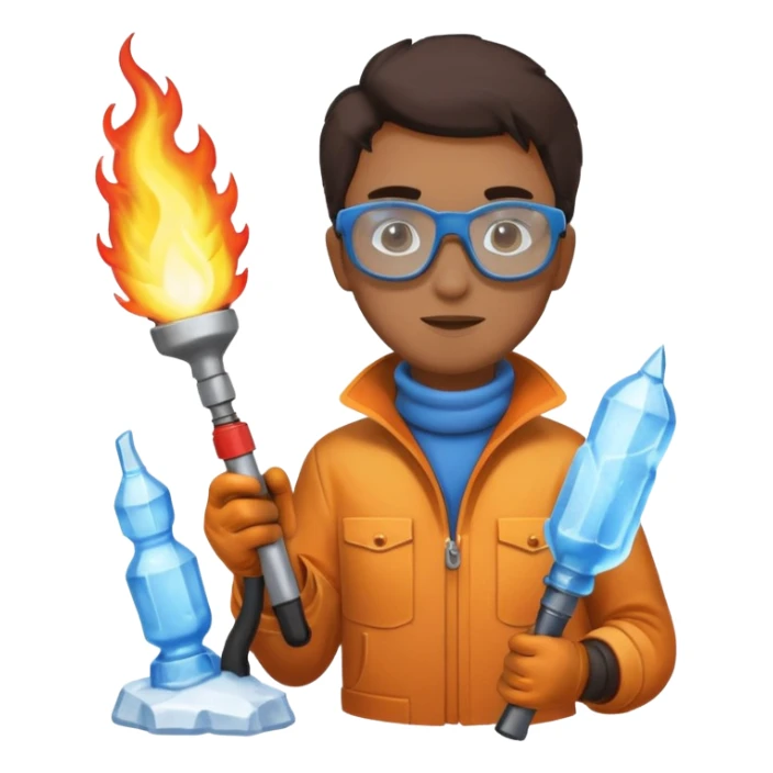 Sculptor with blowtorch,Ice Sculptors. sticker