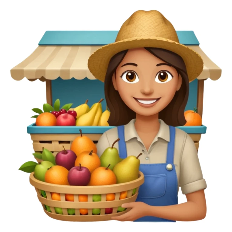 Shopper with fruit basket,Farmers’ Market, background Fruit, market. sticker