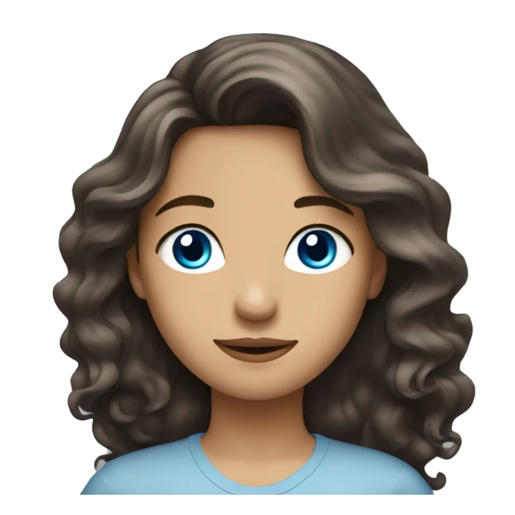 Brunette with long wavy hair and blue eyes and playlist scheme sticker