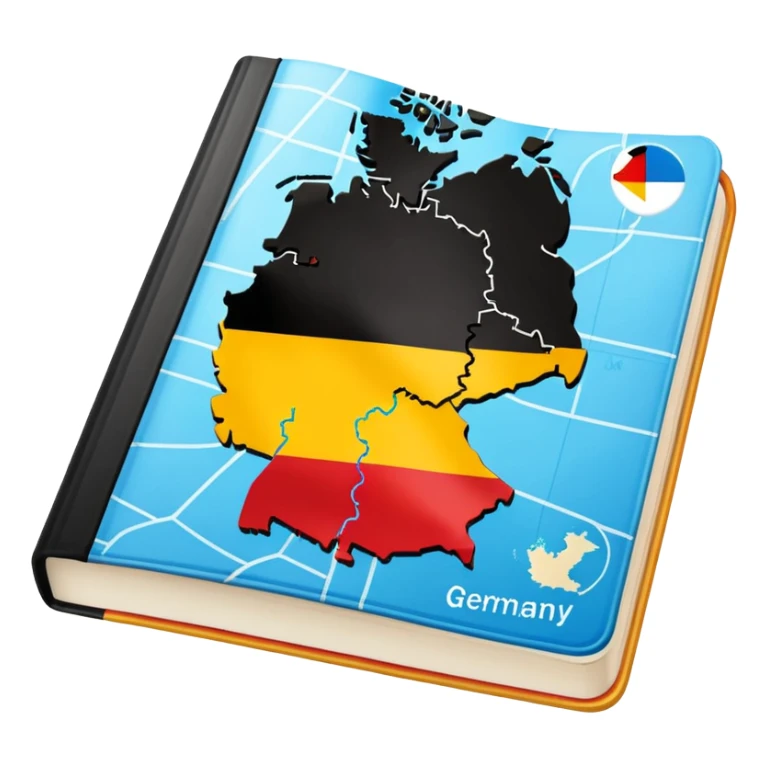 opened school textbook with a fragment of Germany sticker