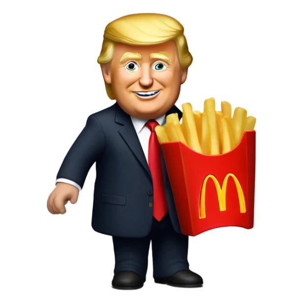 Trump holding McDonald’s French fries sticker