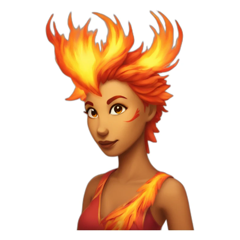 Female anthro flaming phoenix sticker