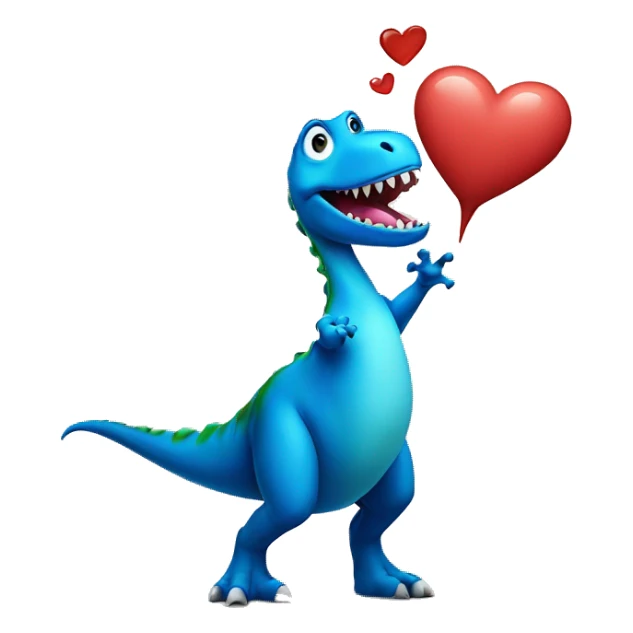 Dinosaur blowing blue heart kisses  sticker