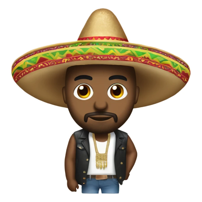 kanye west with a sombrero, tacos and maracas sticker