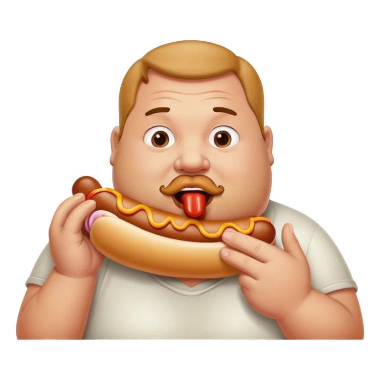Fat man licking hotdog in mouth sticker