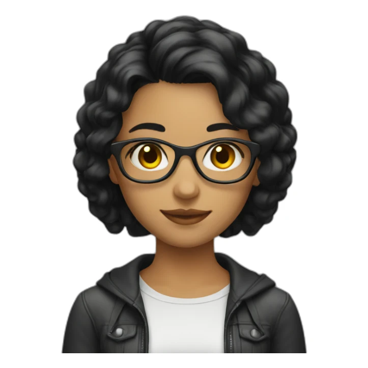 girl programmer black hair sticker