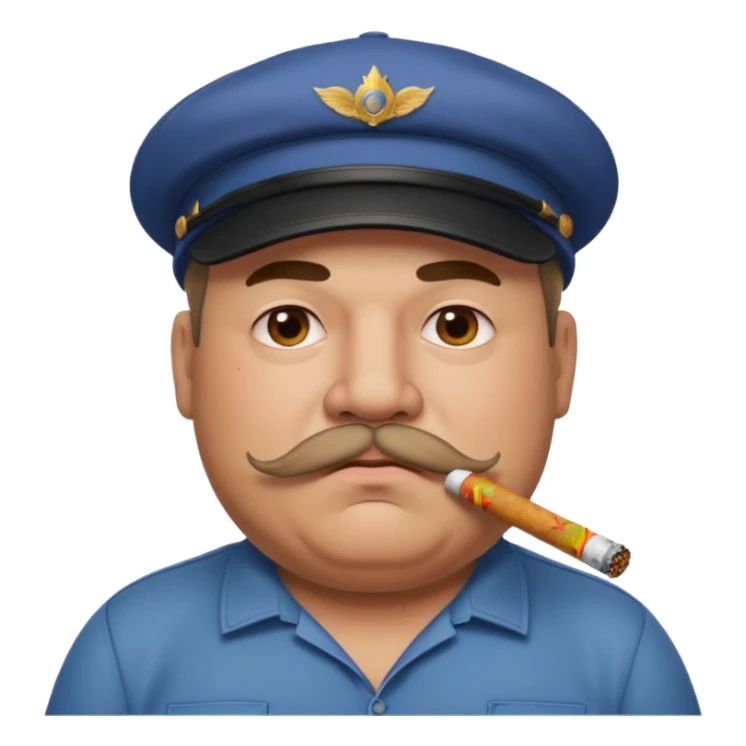 a fat father with a cap and tattoos, a cigarette in his mouth, and a mustache. sticker
