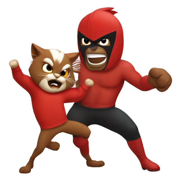 Cartoon Cardinal beating up cartoon wildcat sticker
