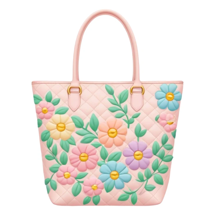 pastel floral quilted tote bag  sticker