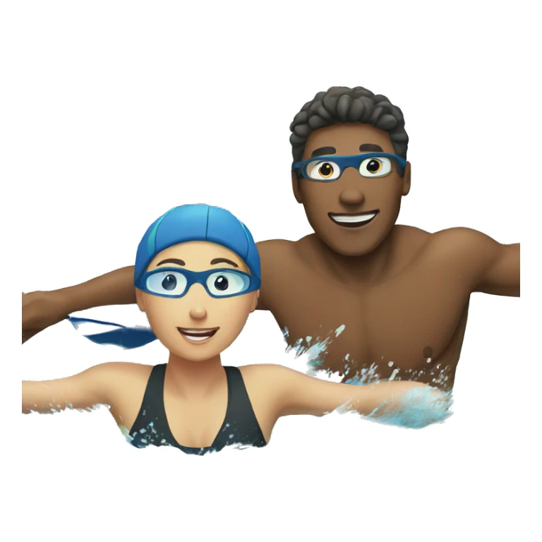 Couple doing swimming race together  sticker
